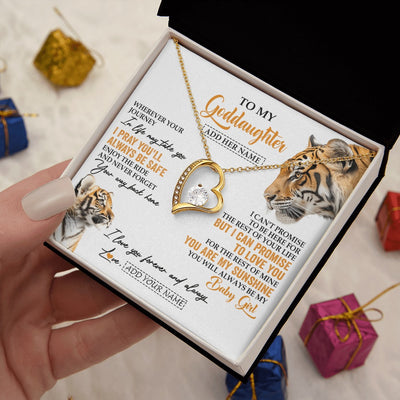 Forever Love Necklace 18K Yellow Gold Finish | 2 | Personalized To My Goddaughter Gifts Necklace From Godmother Wherever Your Journey In Life Tiger Goddaughter Birthday Gifts Custom Gift Box Message Card | https://teecentury.