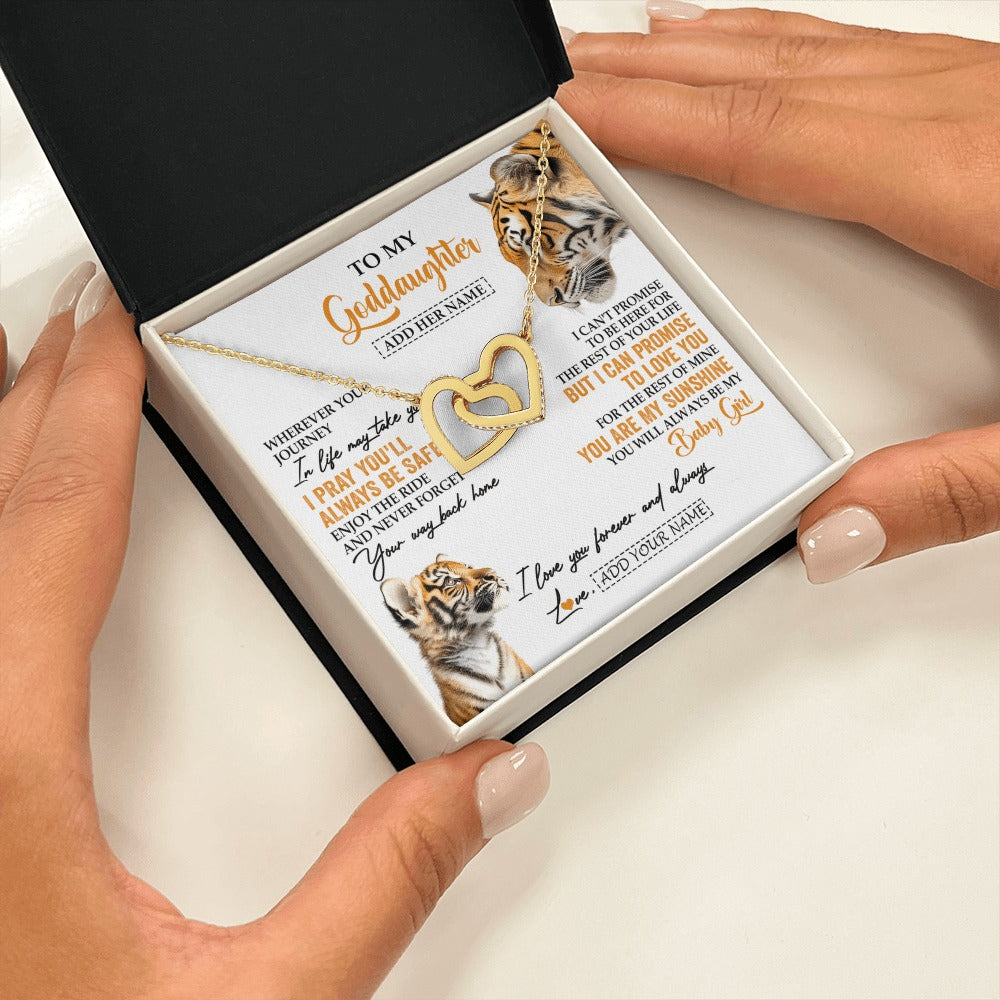 Interlocking Hearts Necklace 18K Yellow Gold Finish | 2 | Personalized To My Goddaughter Gifts Necklace From Godmother Wherever Your Journey In Life Tiger Goddaughter Birthday Gifts Custom Gift Box Message Card | https://teecentury.