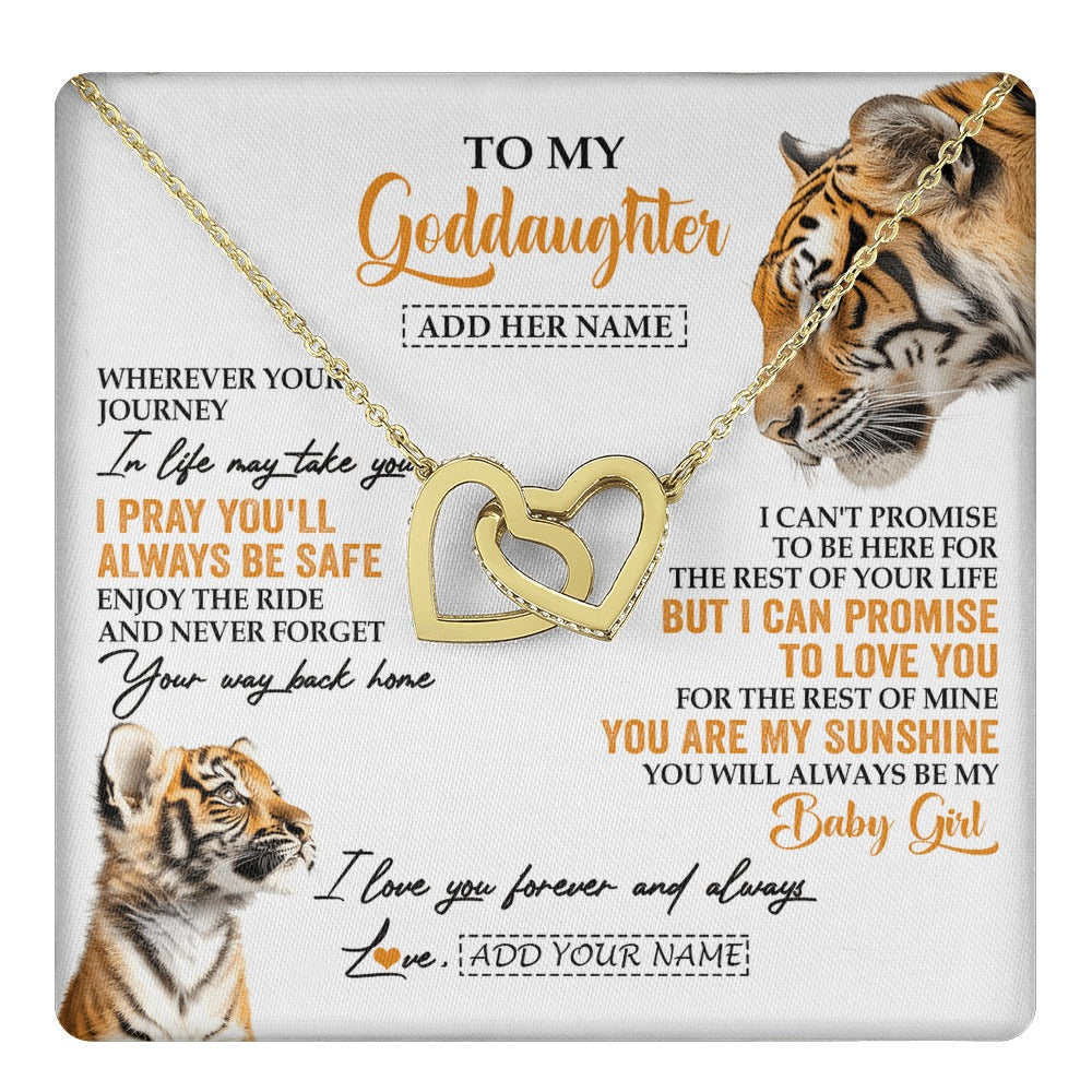 Interlocking Hearts Necklace 18K Yellow Gold Finish | 1 | Personalized To My Goddaughter Gifts Necklace From Godmother Wherever Your Journey In Life Tiger Goddaughter Birthday Gifts Custom Gift Box Message Card | https://teecentury.