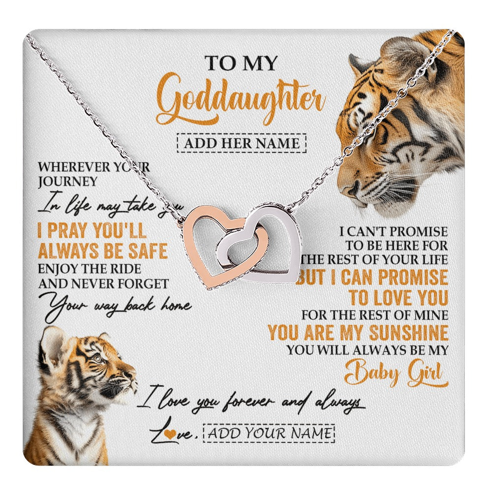 Interlocking Hearts Necklace Stainless Steel & Rose Gold Finish | 1 | Personalized To My Goddaughter Gifts Necklace From Godmother Wherever Your Journey In Life Tiger Goddaughter Birthday Gifts Custom Gift Box Message Card | https://teecentury.