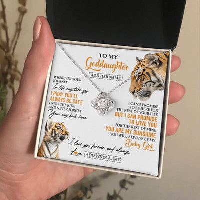 Love Knot Necklace 14K White Gold Finish | 2 | Personalized To My Goddaughter Gifts Necklace From Godmother Wherever Your Journey In Life Tiger Goddaughter Birthday Gifts Custom Gift Box Message Card | https://teecentury.