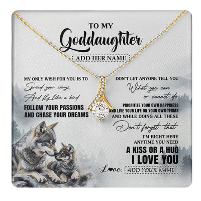 Alluring Beauty Necklace 18K Yellow Gold Finish | 1 | Personalized To My Goddaughter Gifts Necklace From Godmother Wolf My Only Wish For You Goddaughter Birthday Gifts Graduation Christmas Gift Box Message Card | https://teecentury.