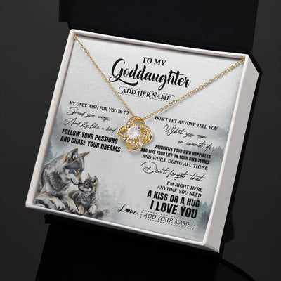 Love Knot Necklace 18K Yellow Gold Finish | 2 | Personalized To My Goddaughter Gifts Necklace From Godmother Wolf My Only Wish For You Goddaughter Birthday Gifts Graduation Christmas Gift Box Message Card | https://teecentury.