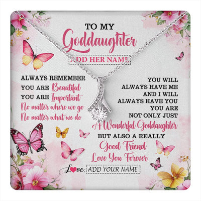 Alluring Beauty Necklace 14K White Gold Finish | 1 | Personalized To My Goddaughter Gifts Necklace From Godmother You Are Beautiful Birthday Gifts For Goddaughter Graduation Christmas Custom Gift Box Message Card | https://teecentury.