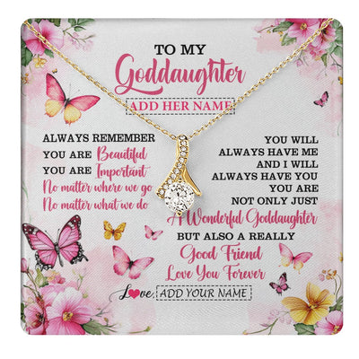 Alluring Beauty Necklace 18K Yellow Gold Finish | 1 | Personalized To My Goddaughter Gifts Necklace From Godmother You Are Beautiful Birthday Gifts For Goddaughter Graduation Christmas Custom Gift Box Message Card | https://teecentury.