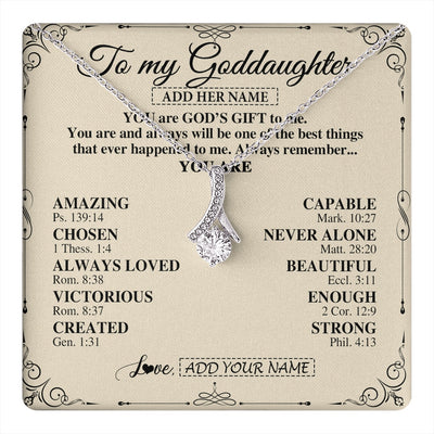 Alluring Beauty Necklace 14K White Gold Finish | 1 | Personalized To My Goddaughter Gifts Necklace From Godmother You Are God's Gift To Me Goddaughter Birthday Gifts Christmas Christian Gift Box Message Card | https://teecentury.