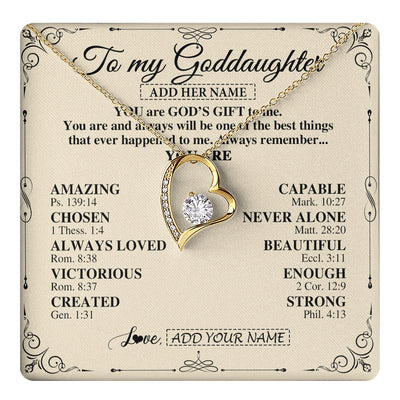 Forever Love Necklace 18K Yellow Gold Finish | 1 | Personalized To My Goddaughter Gifts Necklace From Godmother You Are God's Gift To Me Goddaughter Birthday Gifts Christmas Christian Gift Box Message Card | https://teecentury.