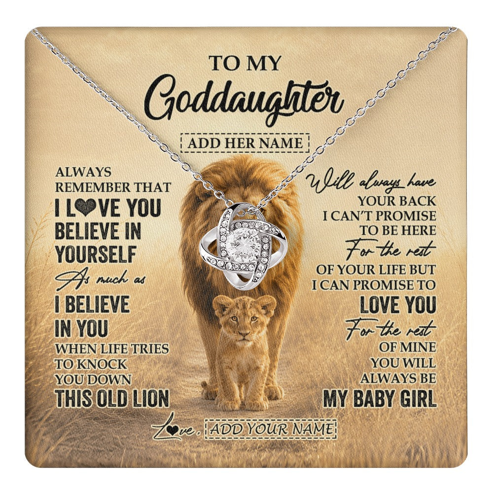 Love Knot Necklace 14K White Gold Finish | 1 | Personalized To My Goddaughter Gifts Necklace From Uncle Always Remember Lion Gifts For Goddaughter Birthday Graduation Christmas Custom Gift Box Message Card | https://teecentury.