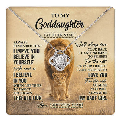 Love Knot Necklace 14K White Gold Finish | 1 | Personalized To My Goddaughter Gifts Necklace From Uncle Always Remember Lion Gifts For Goddaughter Birthday Graduation Christmas Custom Gift Box Message Card | https://teecentury.