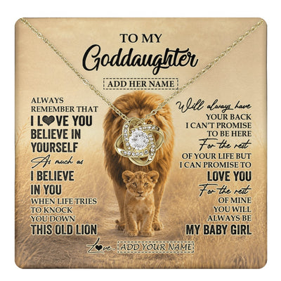 Love Knot Necklace 18K Yellow Gold Finish | 1 | Personalized To My Goddaughter Gifts Necklace From Uncle Always Remember Lion Gifts For Goddaughter Birthday Graduation Christmas Custom Gift Box Message Card | https://teecentury.