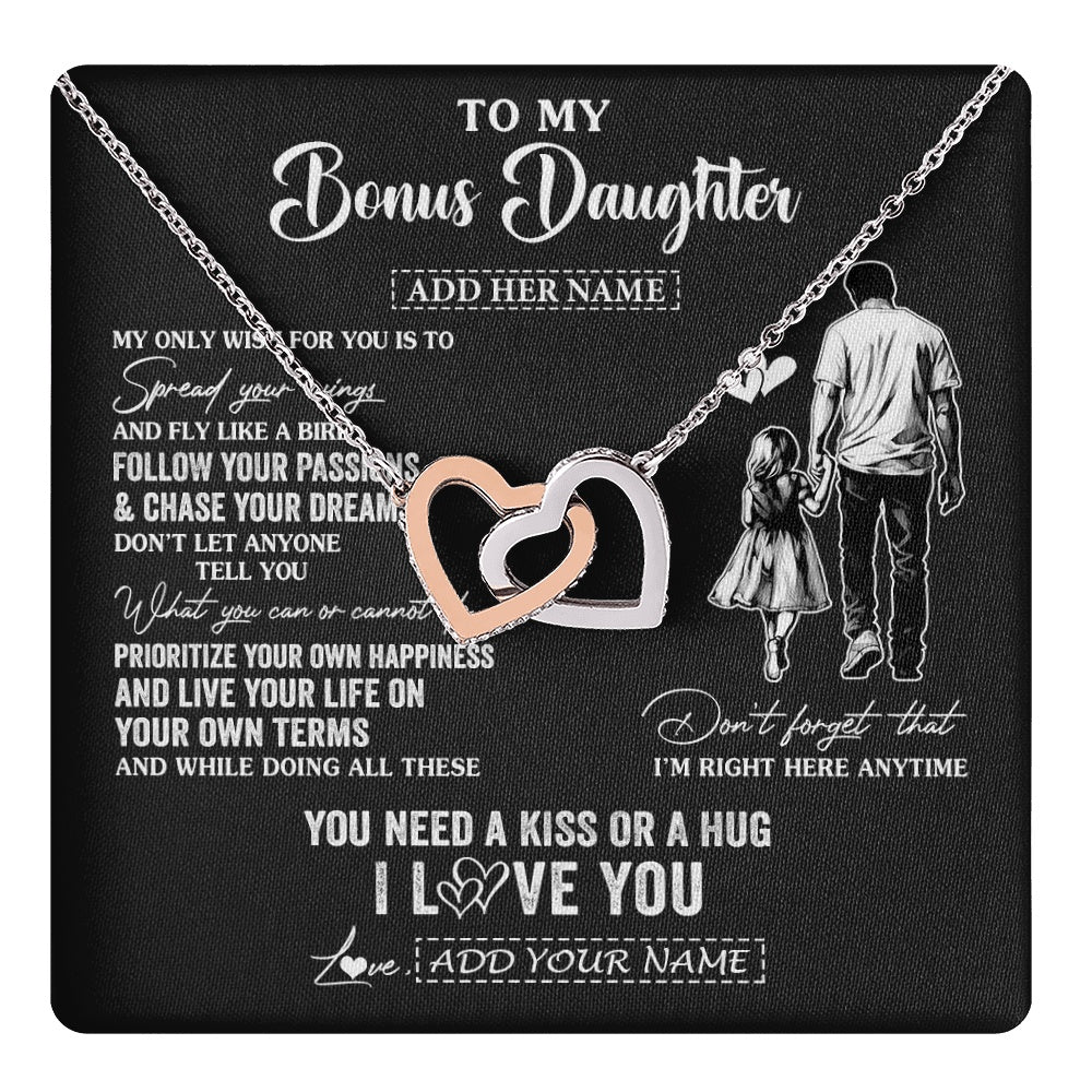 Interlocking Hearts Necklace Stainless Steel & Rose Gold Finish | 1 | Personalized To My Goddaughter Gifts Necklace From Uncle Godfather My Only Wish For You Goddaughter Birthday Gifts Graduation Christmas Gift Box Message Card | teecentury.myshopify