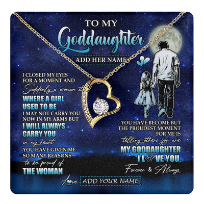 Forever Love Necklace 18K Yellow Gold Finish | 1 | Personalized To My Goddaughter Gifts Necklace From Uncle I Closed My Eyes For A Moment Goddaughter Birthday Graduation Christmas Custom Gift Box Message Card | teecentury.myshopify