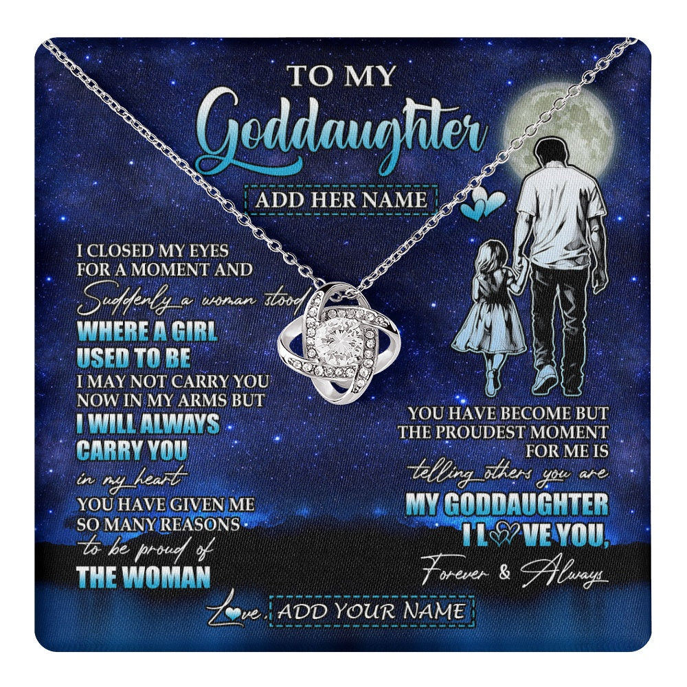 Love Knot Necklace 14K White Gold Finish | 1 | Personalized To My Goddaughter Gifts Necklace From Uncle I Closed My Eyes For A Moment Goddaughter Birthday Graduation Christmas Custom Gift Box Message Card | teecentury.myshopify