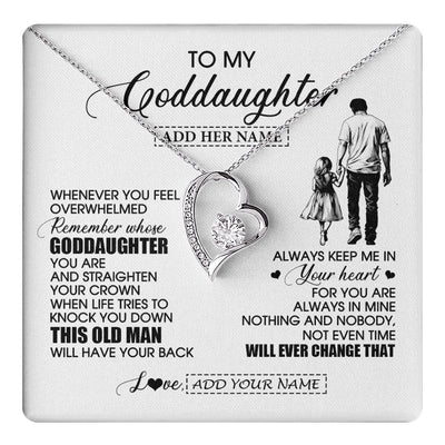 Forever Love Necklace 14K White Gold Finish | 1 | Personalized To My Goddaughter Gifts Necklace From Uncle Whenever Man Unique Birthday Gifts For Goddaughter Graduation Christmas Custom Gift Box Message Card | teecentury.myshopify