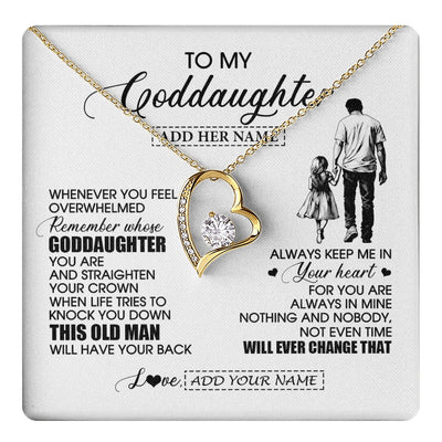 Forever Love Necklace 18K Yellow Gold Finish | 1 | Personalized To My Goddaughter Gifts Necklace From Uncle Whenever Man Unique Birthday Gifts For Goddaughter Graduation Christmas Custom Gift Box Message Card | teecentury.myshopify