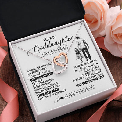 Interlocking Hearts Necklace Stainless Steel & Rose Gold Finish | 2 | Personalized To My Goddaughter Gifts Necklace From Uncle Whenever Man Unique Birthday Gifts For Goddaughter Graduation Christmas Custom Gift Box Message Card | teecentury.myshopify