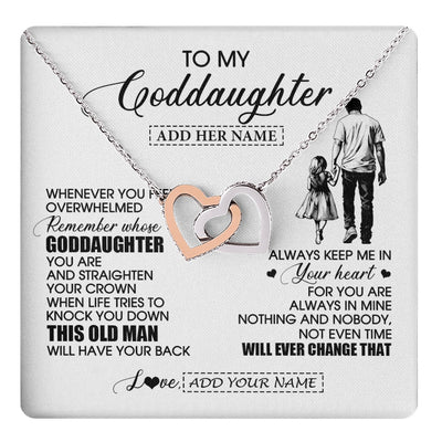 Interlocking Hearts Necklace Stainless Steel & Rose Gold Finish | 1 | Personalized To My Goddaughter Gifts Necklace From Uncle Whenever Man Unique Birthday Gifts For Goddaughter Graduation Christmas Custom Gift Box Message Card | teecentury.myshopify