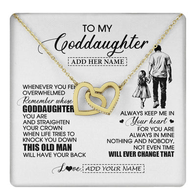 Interlocking Hearts Necklace 18K Yellow Gold Finish | 1 | Personalized To My Goddaughter Gifts Necklace From Uncle Whenever Man Unique Birthday Gifts For Goddaughter Graduation Christmas Custom Gift Box Message Card | teecentury.myshopify