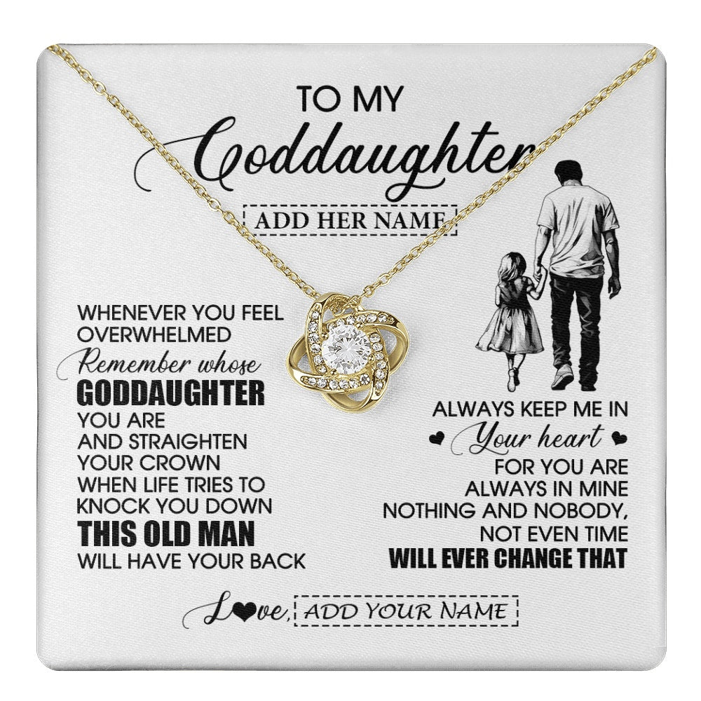 Love Knot Necklace 18K Yellow Gold Finish | 1 | Personalized To My Goddaughter Gifts Necklace From Uncle Whenever Man Unique Birthday Gifts For Goddaughter Graduation Christmas Custom Gift Box Message Card | teecentury.myshopify