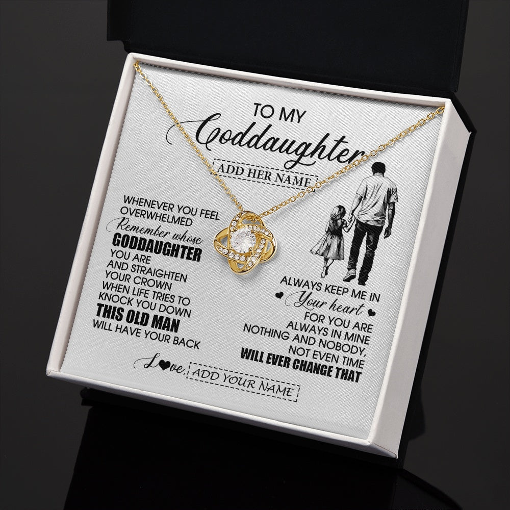 Love Knot Necklace 18K Yellow Gold Finish | 2 | Personalized To My Goddaughter Gifts Necklace From Uncle Whenever Man Unique Birthday Gifts For Goddaughter Graduation Christmas Custom Gift Box Message Card | teecentury.myshopify