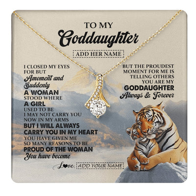 Alluring Beauty Necklace 18K Yellow Gold Finish | 1 | Personalized To My Goddaughter Gifts Necklace Tiger From Godmother You Are My Goddaughter Birthday Gifts Graduation Christmas Custom Gift Box Message Card | https://teecentury.