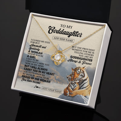 Love Knot Necklace 18K Yellow Gold Finish | 2 | Personalized To My Goddaughter Gifts Necklace Tiger From Godmother You Are My Goddaughter Birthday Gifts Graduation Christmas Custom Gift Box Message Card | https://teecentury.