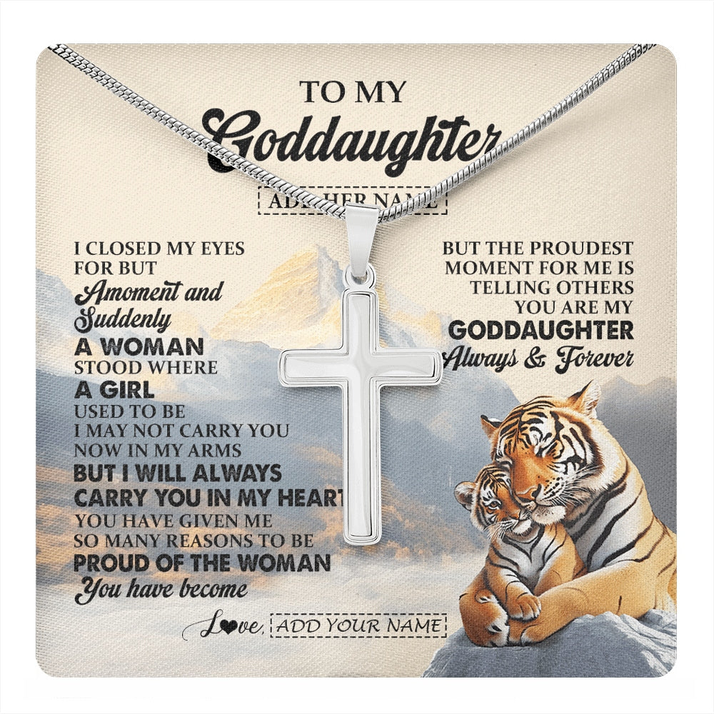 Stainless Cross Necklace Stainless Steel | 1 | Personalized To My Goddaughter Gifts Necklace Tiger From Godmother You Are My Goddaughter Birthday Gifts Graduation Christmas Custom Gift Box Message Card | https://teecentury.