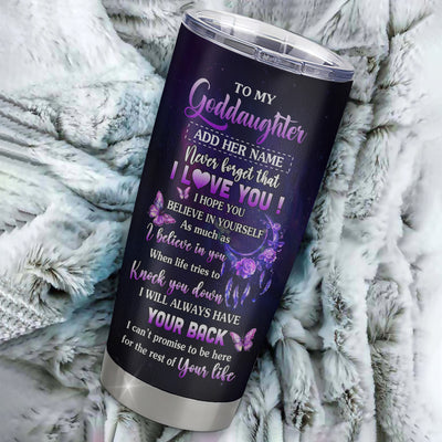 Personalized To My Goddaughter Gifts Tumbler From Aunt Floral Butterfly Love You Goddaughter Birthday Gifts Graduation Christmas Custom Stainless Steel Travel Mug | teecentury