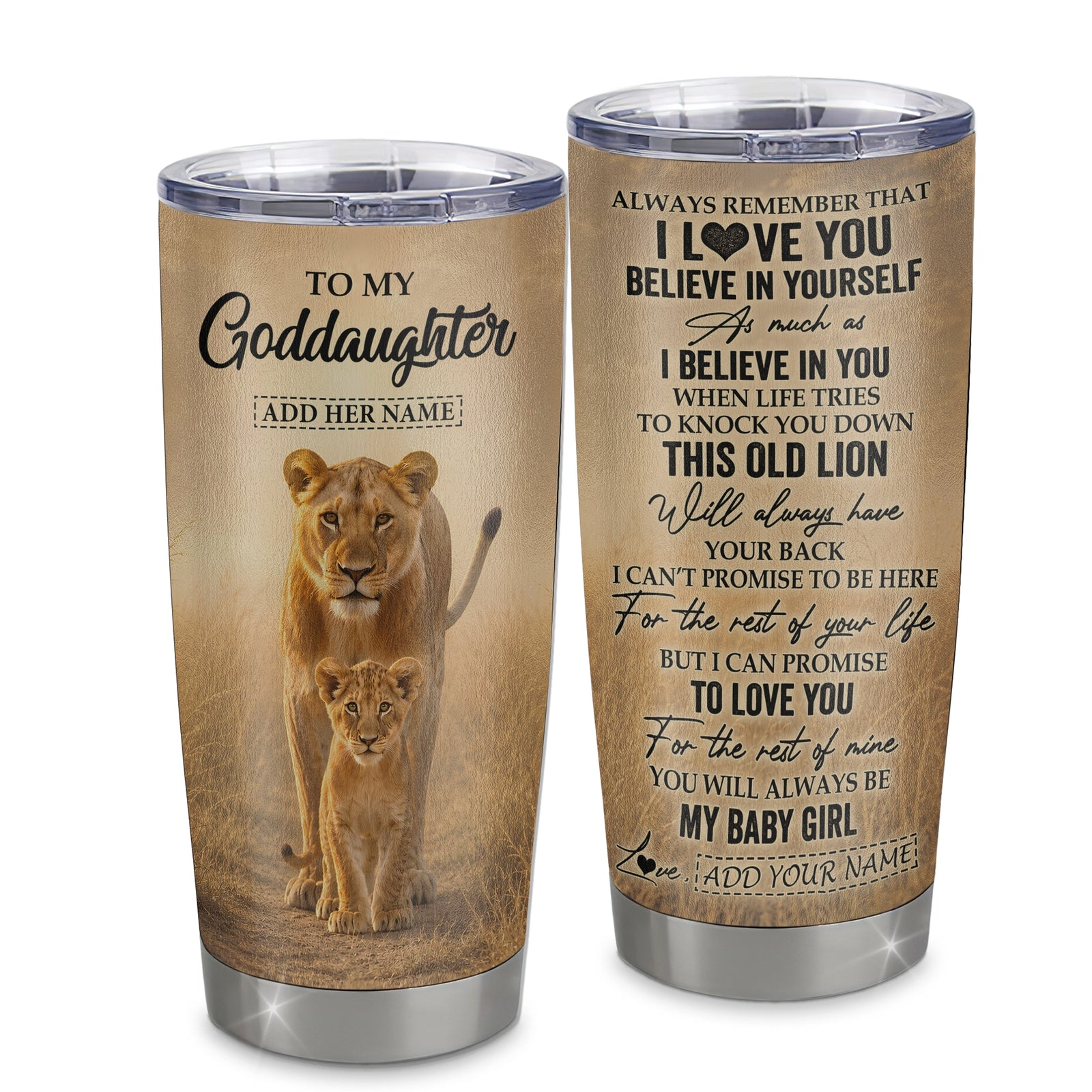 Personalized To My Goddaughter Gifts Tumbler From Godmother Aunt Always Remember Lion Gifts For Goddaughter Birthday Graduation Christmas Custom Stainless Steel Mug | teecentury