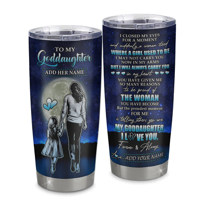 Personalized To My Goddaughter Gifts Tumbler From Godmother Aunt I Closed My Eyes For A Moment Goddaughter Birthday Graduation Christmas Custom Stainless Steel Mug | teecentury