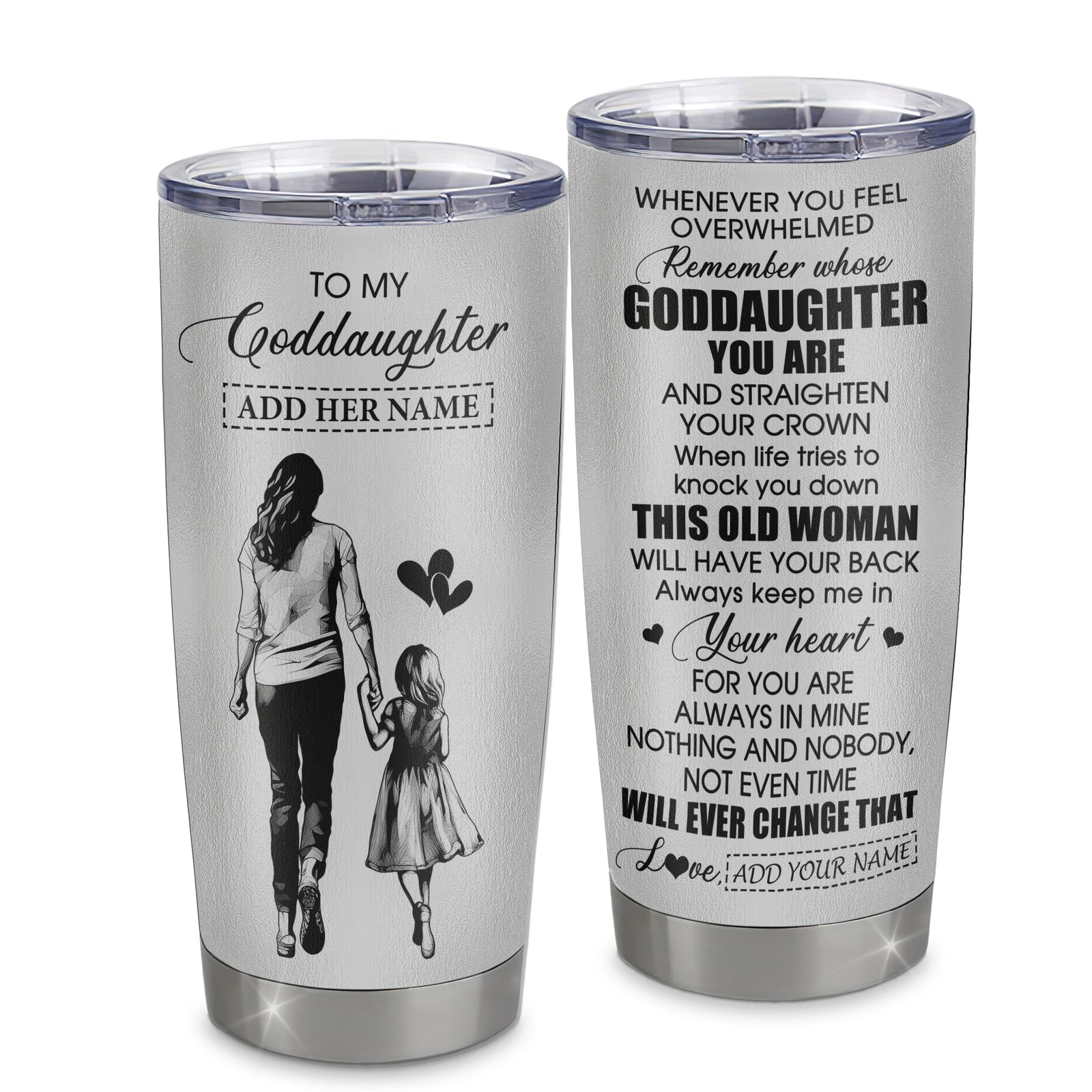 Personalized To My Goddaughter Gifts Tumbler From Godmother Aunt Whenever Woman Unique Birthday Gifts For Goddaughter Graduation Christmas Custom Stainless Steel Mug | teecentury