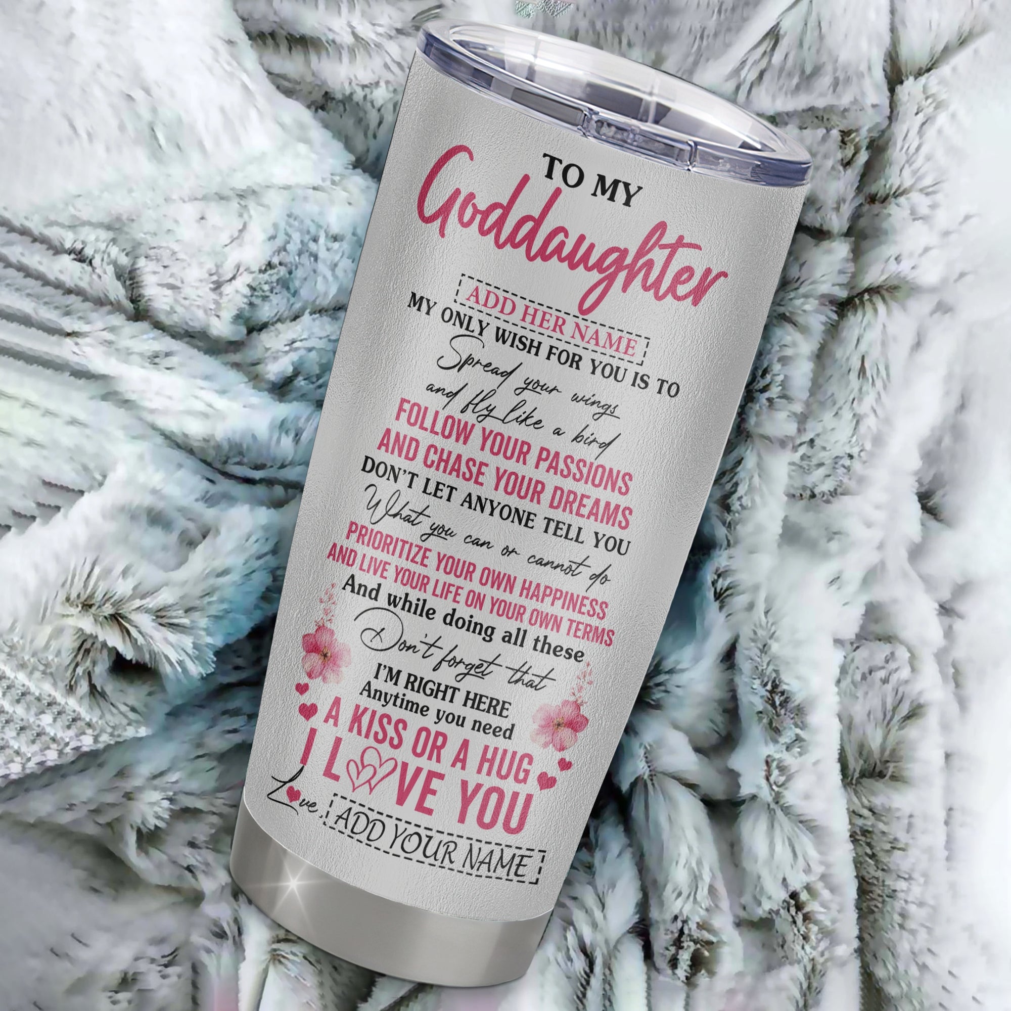 Personalized To My Goddaughter Gifts Tumbler From Godmother Butterfly My Only Wish For You Goddaughter Birthday Gifts Graduation Christmas Custom Stainless Steel Mug | teecentury