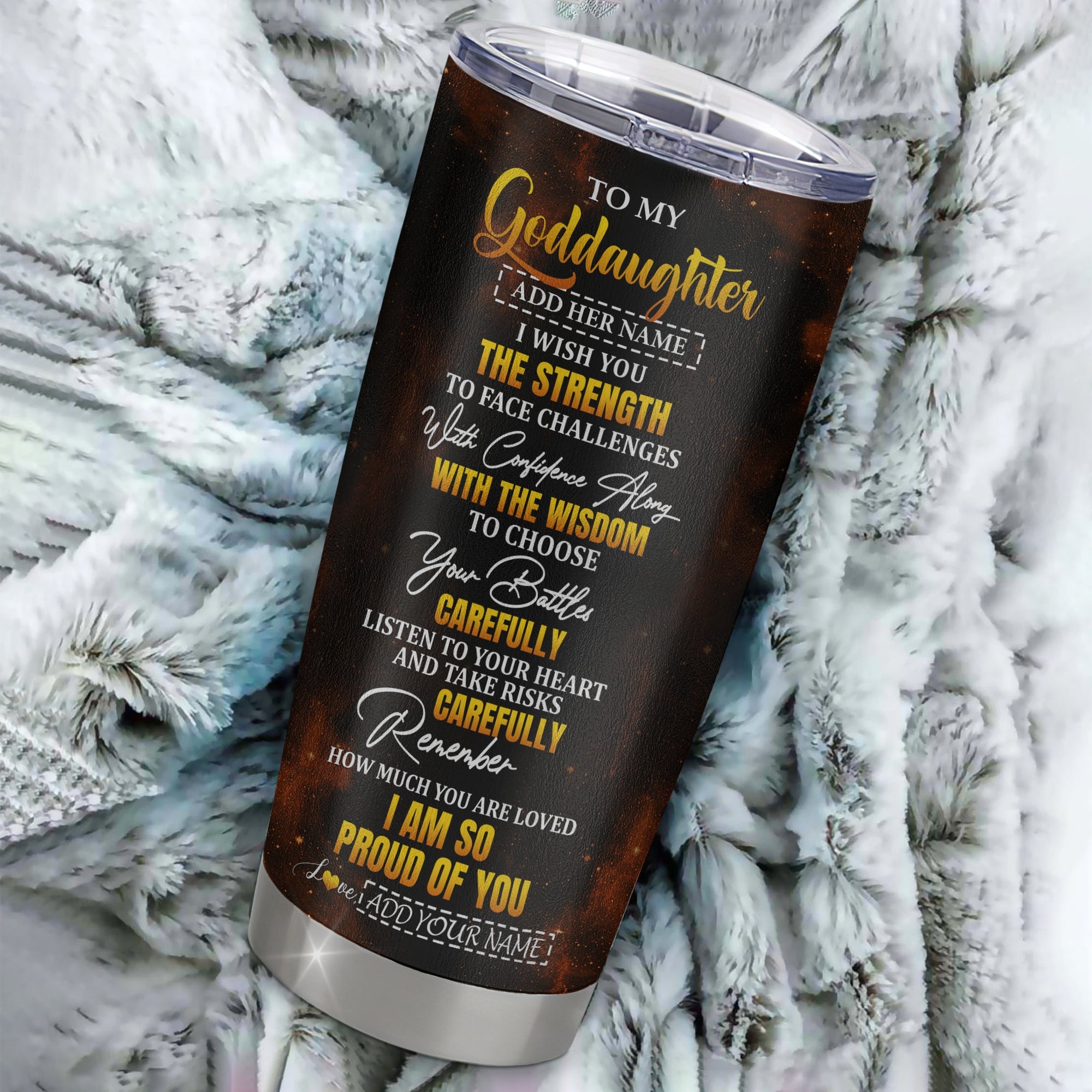 Personalized To My Goddaughter Gifts Tumbler From Godmother Godfather I Wish You The Strength Eagle Goddaughter Birthday Gifts Christmas Custom Stainless Steel Mug | teecentury
