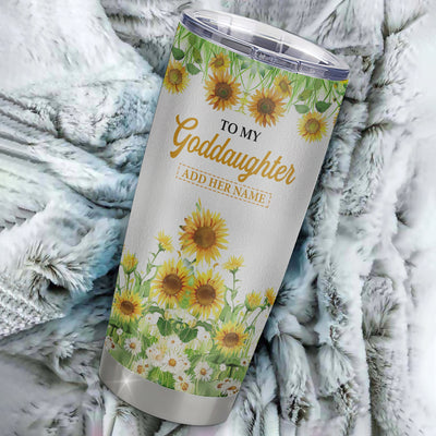 Personalized To My Goddaughter Gifts Tumbler From Godmother I Closed My Eyes Sunflower Best Goddaughter Birthday Gifts Christmas Custom Stainless Steel Cup Travel Mug | teecentury