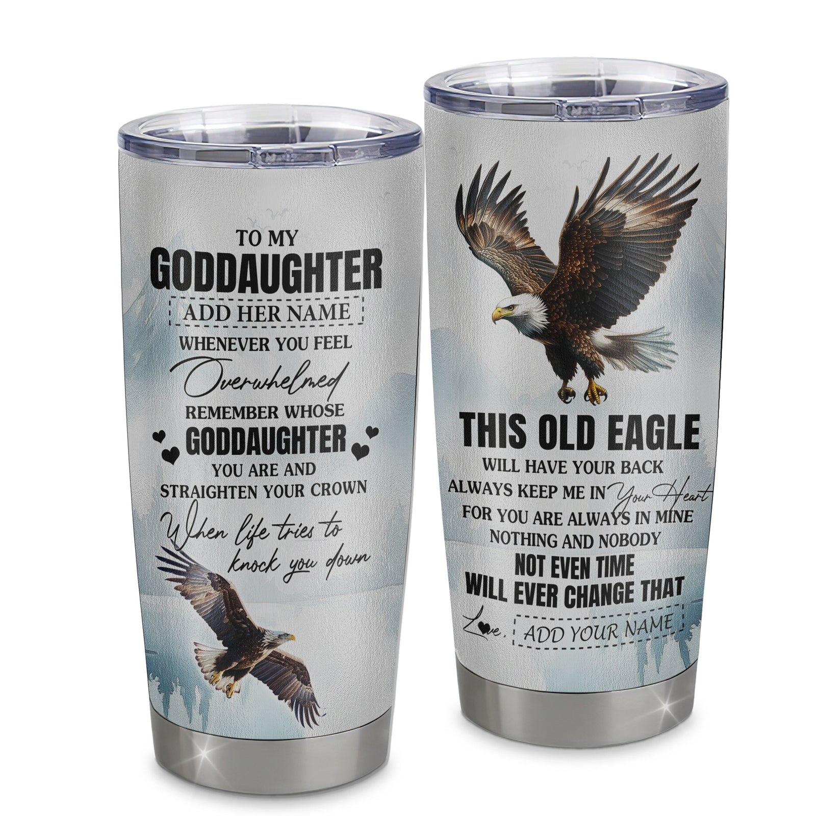 Personalized To My Goddaughter Gifts Tumbler From Godmother Whenever Eagle Unique Birthday Gifts For Goddaughter Graduation Christmas Stainless Steel Insulated Mug | teecentury