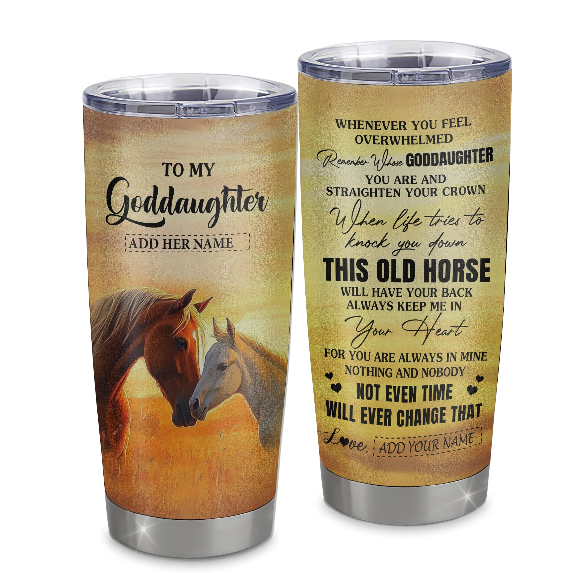 Personalized To My Goddaughter Gifts Tumbler From Godmother Whenever Horse Unique Birthday Gifts For Goddaughter Graduation Christmas Custom Stainless Steel Cup Mug | teecentury