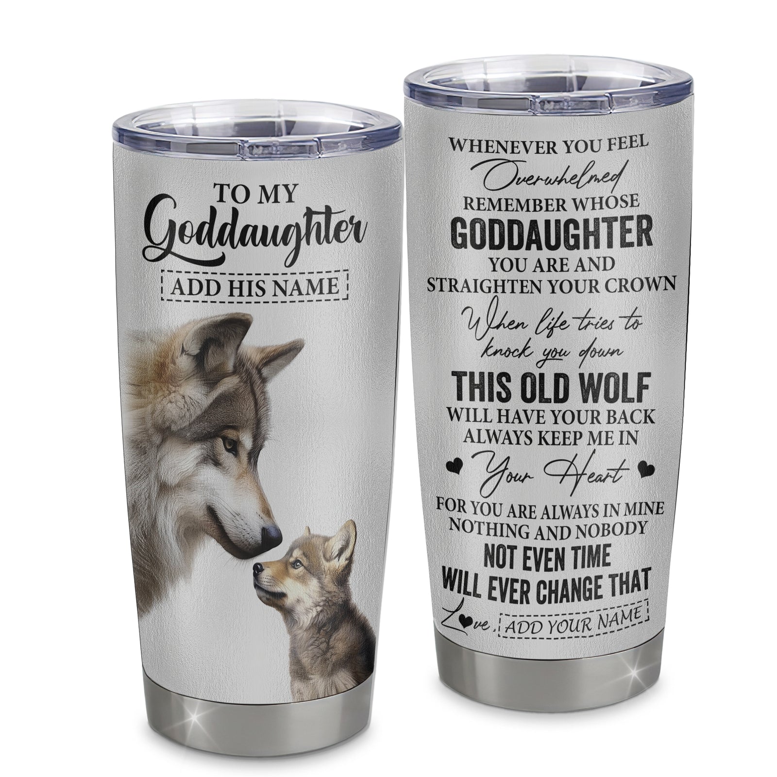 Personalized To My Goddaughter Gifts Tumbler From Godmother Whenever Wolf Unique Birthday For Goddaughter Graduation Christmas Custom Stainless Steel Cup Travel Mug | teecentury