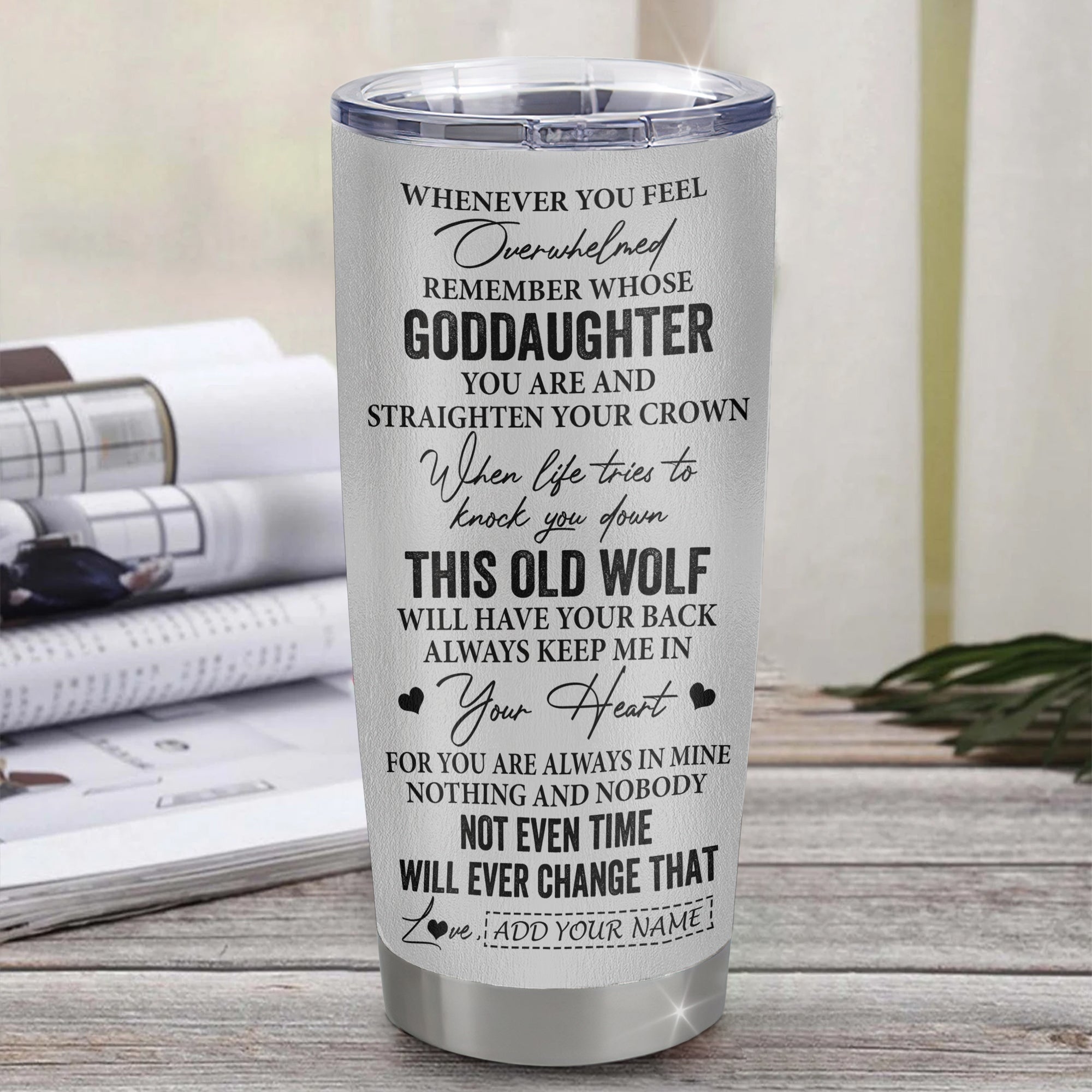 Personalized To My Goddaughter Gifts Tumbler From Godmother Whenever Wolf Unique Birthday For Goddaughter Graduation Christmas Custom Stainless Steel Cup Travel Mug | teecentury
