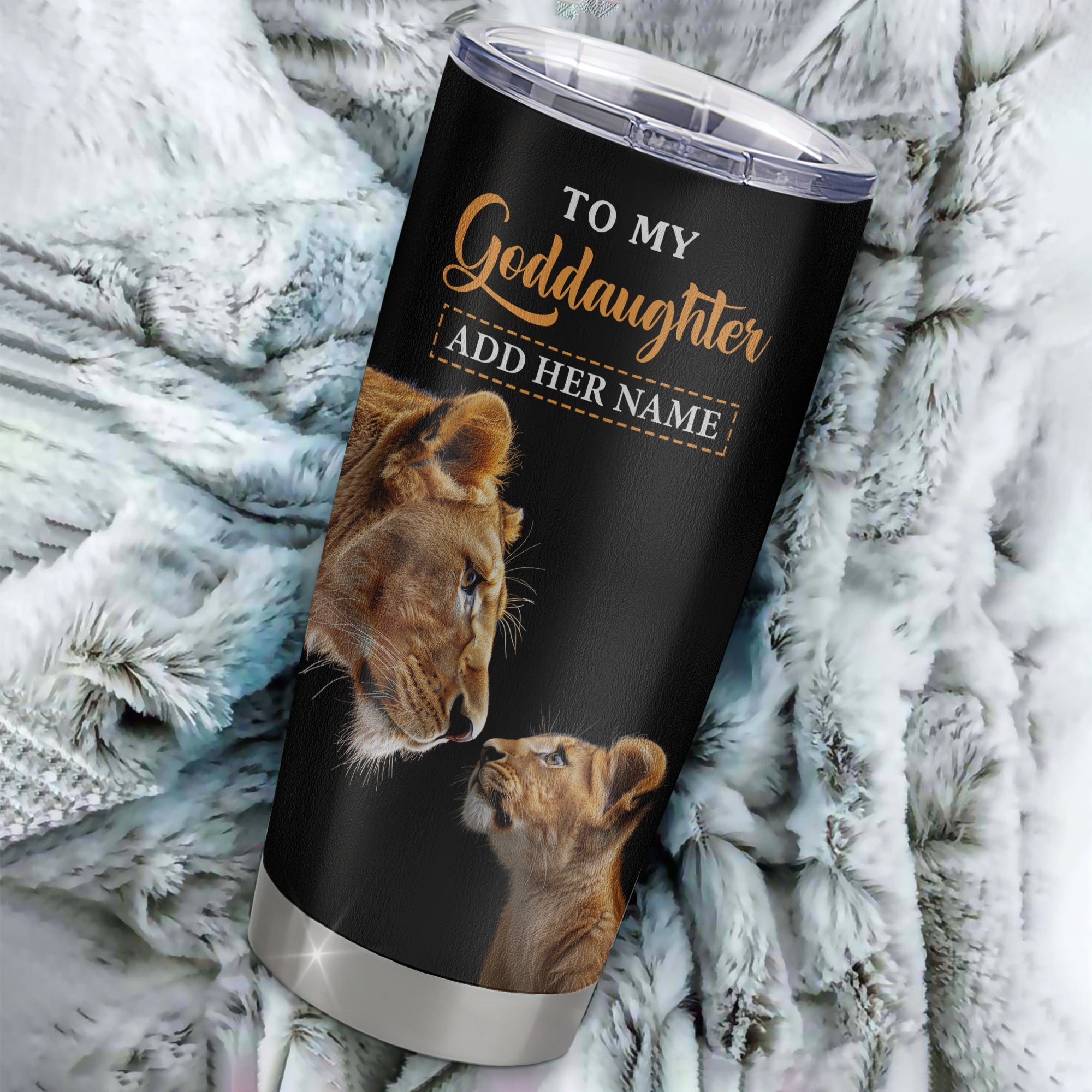 Personalized To My Goddaughter Gifts Tumbler From Godmother Wherever Your Journey In Life Lion Goddaughter Birthday Gifts Christmas Custom Stainless Steel Travel Mug | teecentury