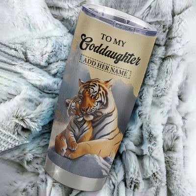 Personalized To My Goddaughter Gifts Tumbler Tiger From Godmother Uncle You Are My Goddaughter Birthday Gifts Graduation Christmas Custom Stainless Steel Travel Mug Shirt & Hoodie | teecentury