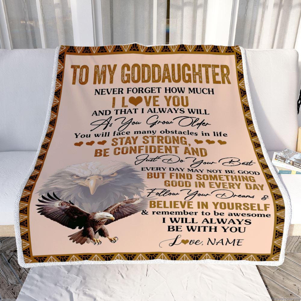 Personalized To My Goddaughter I Love You Forever Blanket From Aunt Uncle Eagle Goddaughter Birthday Gifts Graduation Christmas Customized Fleece Throw Blanket | teecentury