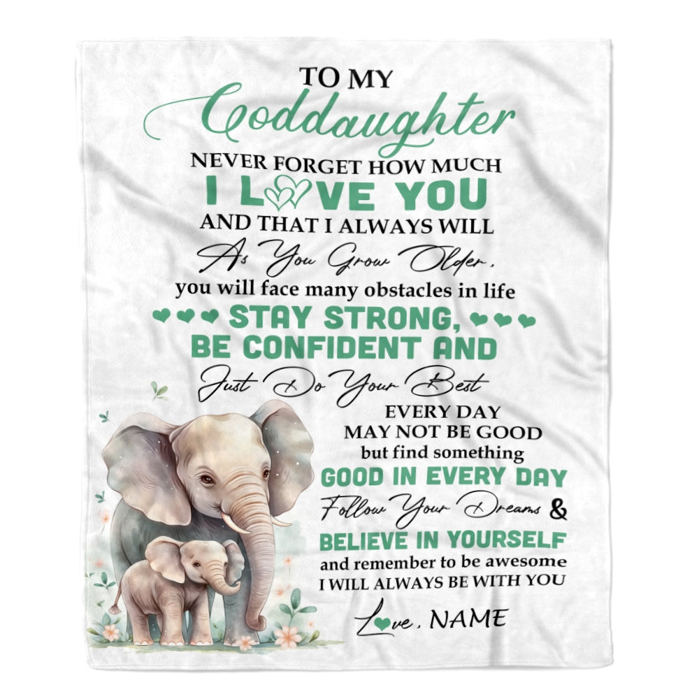 Personalized To My Goddaughter I Love You Forever Blanket From Aunt Uncle Elephant Goddaughter Birthday Gifts Graduation Christmas Customized Fleece Blanket | teecentury