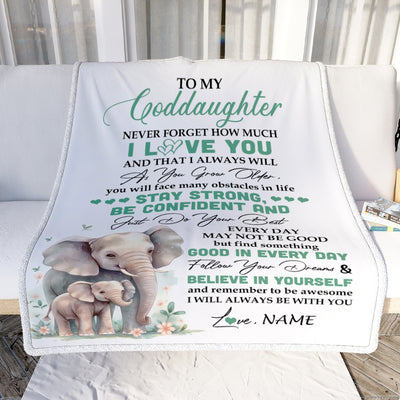 Personalized To My Goddaughter I Love You Forever Blanket From Aunt Uncle Elephant Goddaughter Birthday Gifts Graduation Christmas Customized Fleece Blanket | teecentury