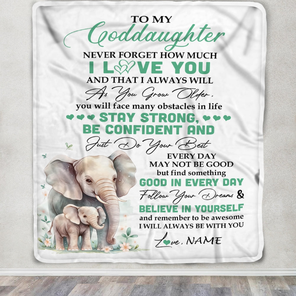 Personalized To My Goddaughter I Love You Forever Blanket From Aunt Uncle Elephant Goddaughter Birthday Gifts Graduation Christmas Customized Fleece Blanket | teecentury