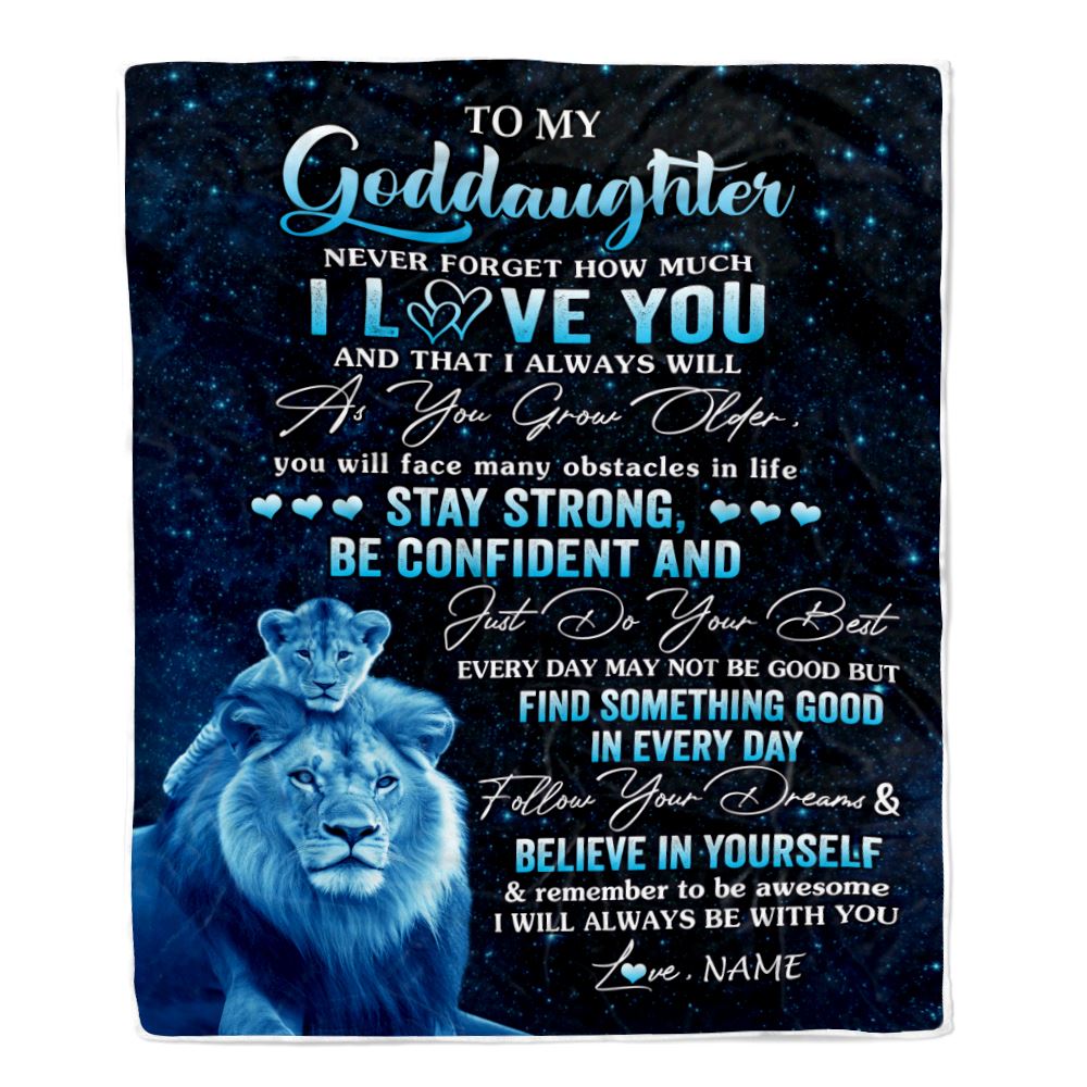 Personalized To My Goddaughter I Love You Forever Blanket From Godfather Lion Goddaughter Birthday Gifts Graduation Christmas Customized Fleece Blanket | teecentury