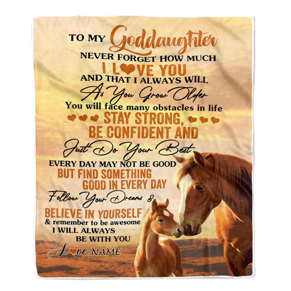 Personalized To My Goddaughter I Love You Forever Blanket From Godmother Aunt Horse Goddaughter Birthday Gifts Graduation Christmas Customized Fleece Blanket | teecentury