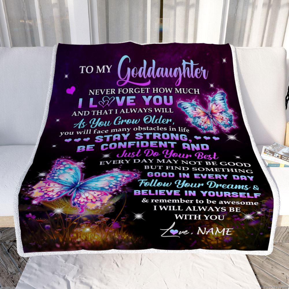 Personalized To My Goddaughter I Love You Forever Blanket From Godmother Butterfly Goddaughter Birthday Gifts Graduation Christmas Customized Fleece Blanket | teecentury