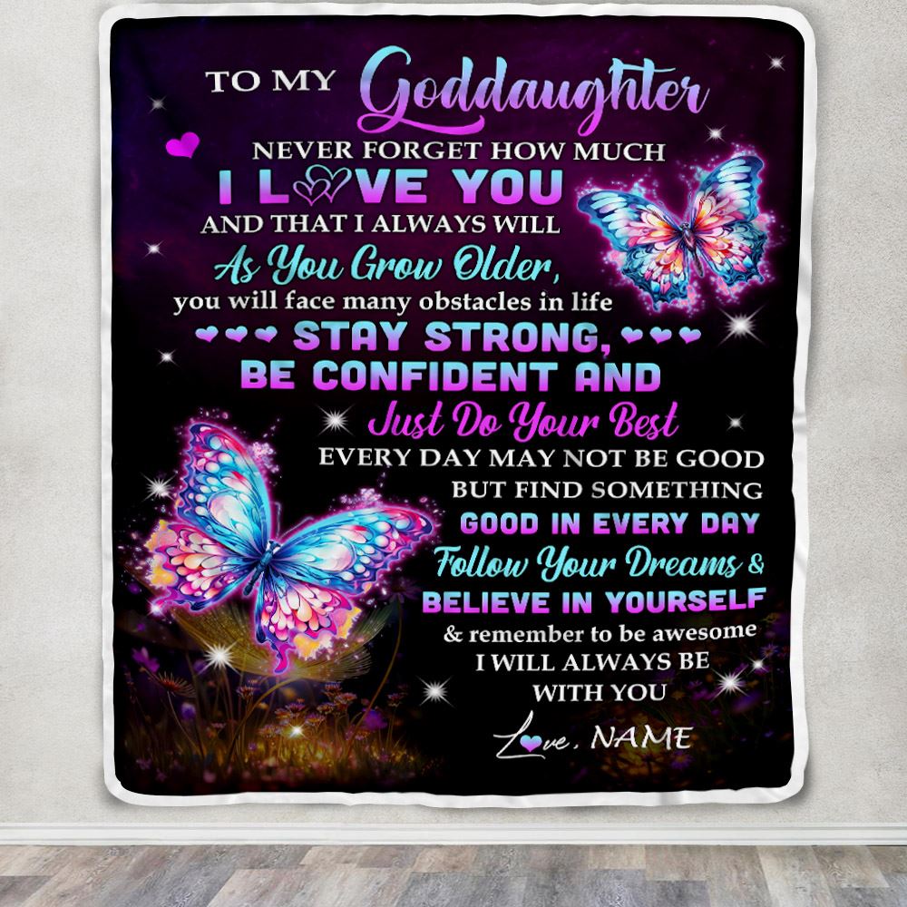 Personalized To My Goddaughter I Love You Forever Blanket From Godmother Butterfly Goddaughter Birthday Gifts Graduation Christmas Customized Fleece Blanket | teecentury