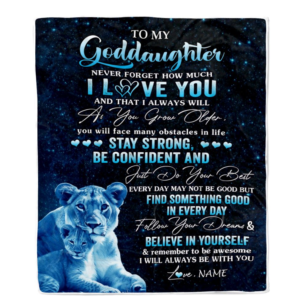 Personalized To My Goddaughter I Love You Forever Blanket From Godmother Lion Goddaughter Birthday Gifts Graduation Christmas Customized Fleece Blanket | teecentury