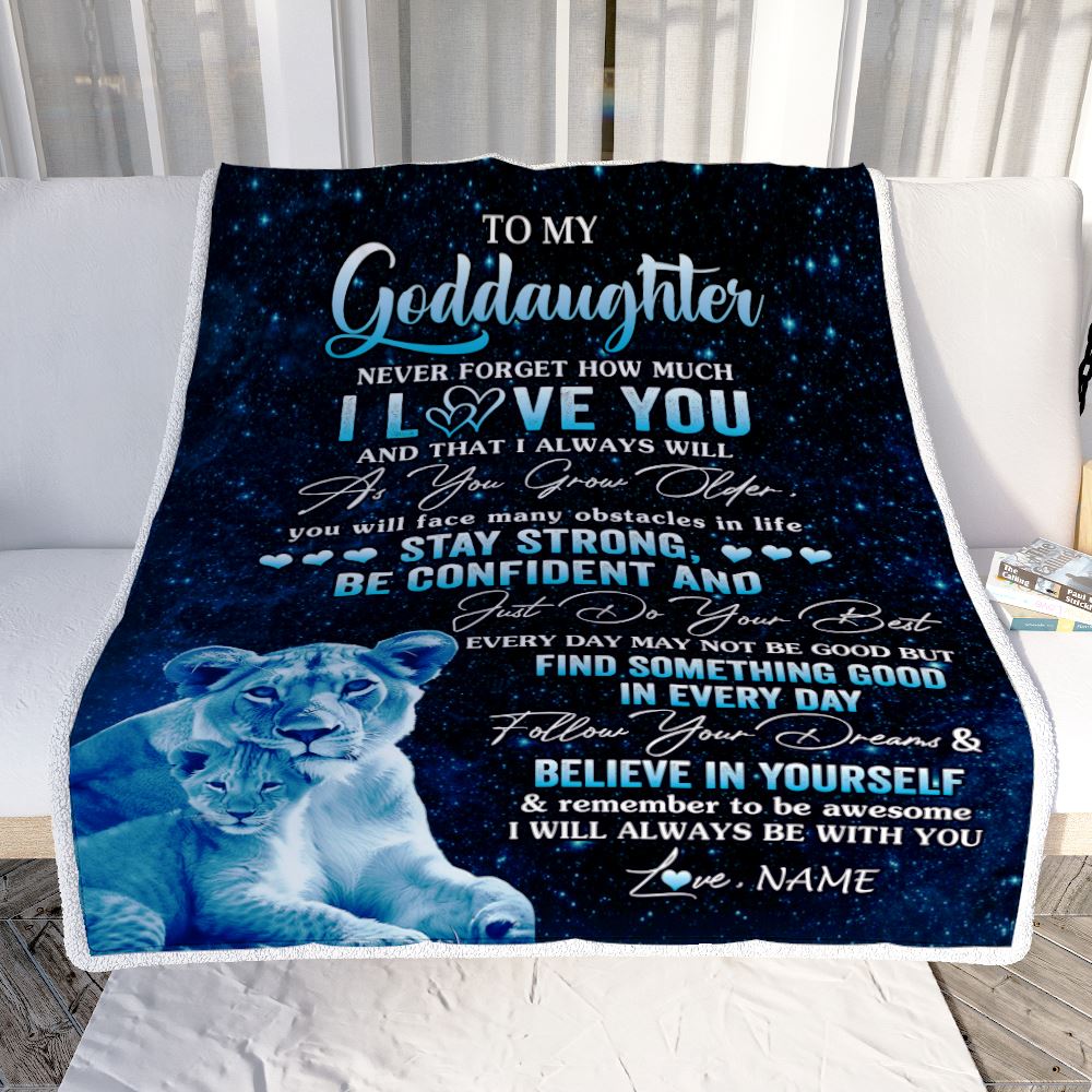 Personalized To My Goddaughter I Love You Forever Blanket From Godmother Lion Goddaughter Birthday Gifts Graduation Christmas Customized Fleece Blanket | teecentury